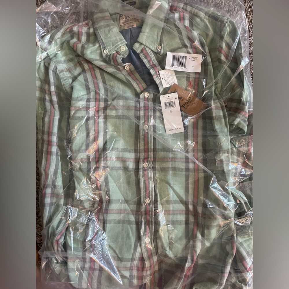 Polo plaid long sleeve unisex button down